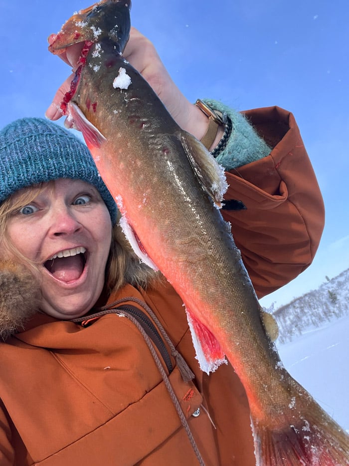 Silja fishing successfully on the ice