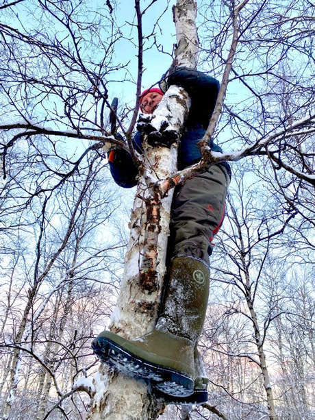 Jørn working in trees