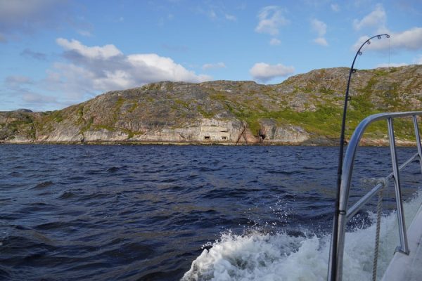 view on WW2 torpeedo battery from boat